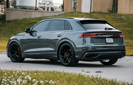 agluxury wheels agl56 monoblock gloss black custom concave forged five spoke split bespoke rims audi q8 2019 audizine suv vellano vossen forgiato rotiform luxury 23in 23inch