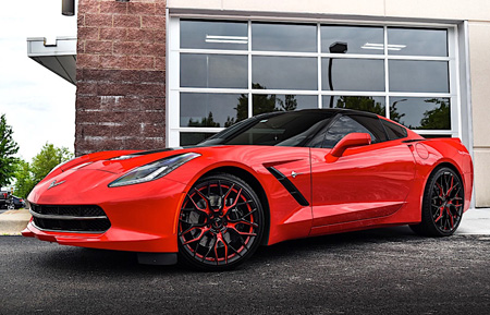 agluxury wheels ag luxury agwheels avant garde wheel chevrolet corvette forged wheels agl43 monoblock chevy two tone gloss black red custom concave mesh kctrends motorsports