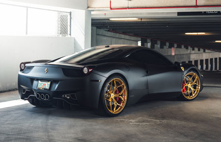 agl56 agluxury wheels  matte black ferrari 458 italia rims custom concave monoblock polished gold forged mesh 21in 21inch vellano hre rotiform forgiato adv.1 vossen