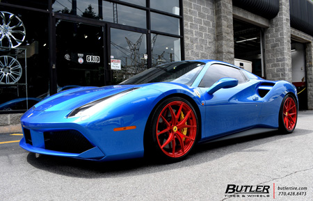 agluxury wheels agl23 monoblock brushed candy red custom concave forged one piece bespoke rims ferrari 488 spider gtb supercar exotic 21in vossen hre anrky forgiato vellano