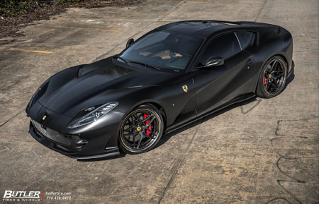 matte black ferrari 812 superfast agluxury wheels rims custom concave forged three piece 21in 21inch 22inch 22in split five spoke butler
