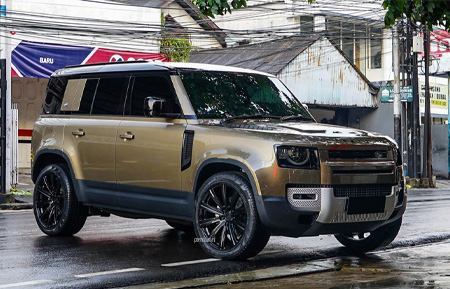 agluxury wheels aglvanguard agl vanguard gloss black custom concave forged monoblock bespoke rims mesh multi spoke 22in staggered land rover defender 110 vossen forigato vellano rotiform