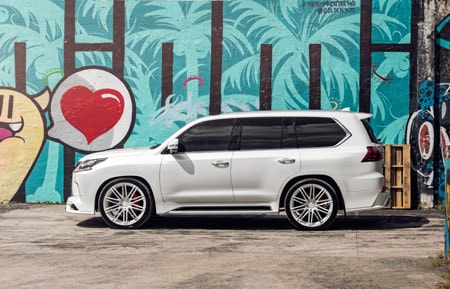 white lexus lx 570 wald body kit forged monoblock concave wheels mccustoms miami 2tone 24inch 24in polish agl12 custom