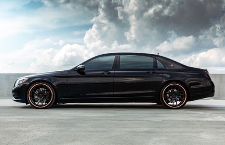 agluxury wheels agwheels agl35 spec2 mercedes-benz mercedes maybach s600 three piece forged custom rims rim gloss black face polished rose gold lip hardware 22inch 22s 22 directional atlanta