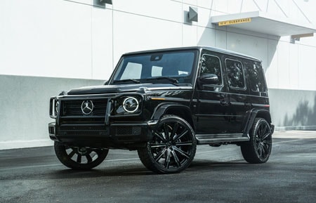 black mercedes-benz g550 2019 agluxury wheels aglvanguard vanguard 24in 24in custom monoblock flow form rotary forged concave miami 10 spoke SUV truck