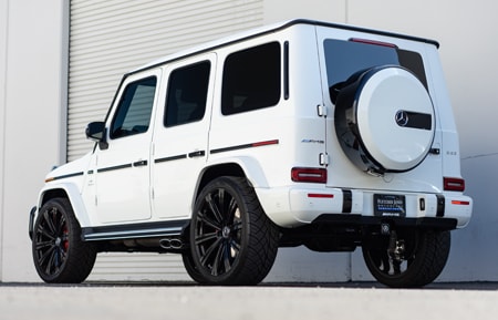 agluxury wheels white mercedes-benz mercedes g63 amg gwagen 2019 24inch 24in vanguard agl gloss black flow form monoblock cast vellano forgiato rims