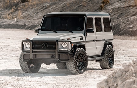 chalk gray mercedes benz forged concave wheels duoblock amg g63 offroad mccustoms miami rims nitto tire agl44 gloss black 22in 22inch