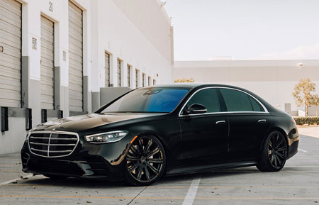 mercedes-benz s580 2019 agluxury wheels aglvanguard vanguard 24in 24in custom monoblock flow form rotary forged concave miami 10 spoke silver machine
