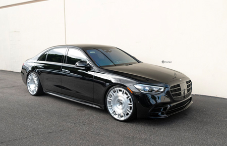mercedes-benz mercedes benz s580 w223 amg maybach 22 22in 24 inch 24in 26 26inch 26in forged monoblock concave multi spoke brushed polished two tone brushed wheels rims gloss black matte vossen rotiform velos velgen adv1 al13 anrky luxury car cars los angeles rdb rdbwheels