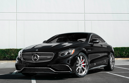 black mercedes benz S65 AMG forged directional concave staggered wheels brushed clear chrome c217