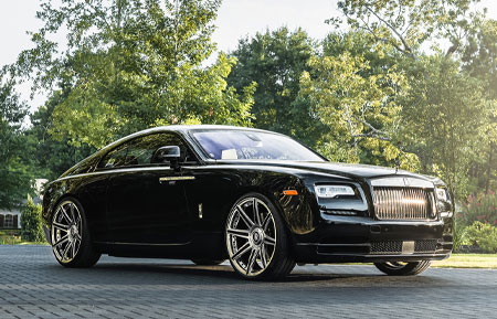 rolls-royce rolls royce wraith 24 inch 24in forged monoblock concave multi spoke two tone wheels rims polished gloss black