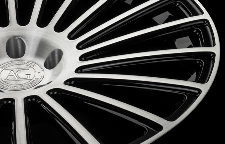 agl25 gloss black brushed face multi spoke forged wheels