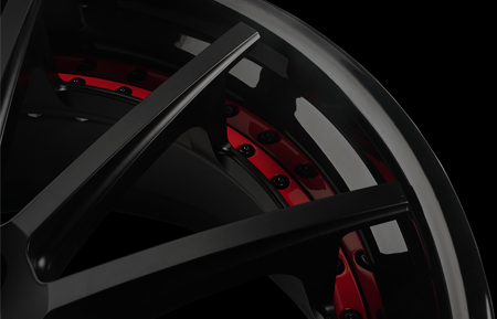 agl39 spec3 concave forged wheels matte black gloss red flange