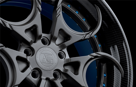 agluxury wheels agl46 spec3 casper brushed candy black carbon fiber candy blue custom bespoke concave forged three piece rims rotiform vossen hre vellano forgiato