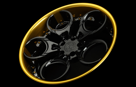 agluxury wheels agl46 spec2 gloss black polished gold bullion 14kt 24kt custom bespoke concave forged three piece rims rotiform vossen hre vellano forgiato