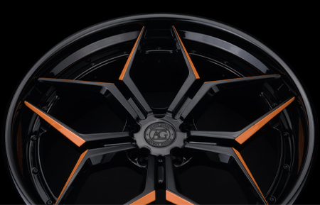 agluxury wheels agl56 gloss black orange color match accent window custom concave forged rims supercar exotic vellano hre rotiform adv.1 vossen